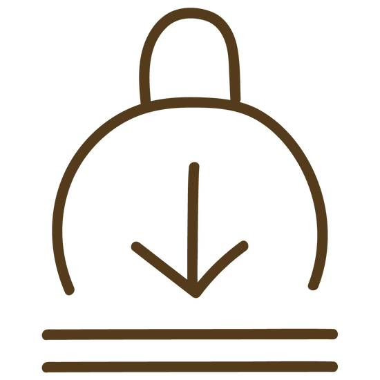 Icon drawing depicting durability by showing material withstanding the pressure from a weight